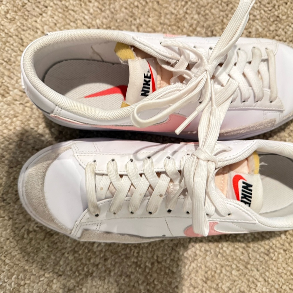 Nike White and Pink Casual Shoes